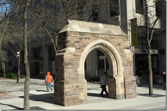 Toronto’s architectural gems—stone archway on Yonge south of College
